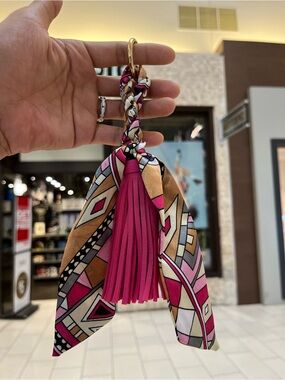 Pink Tassel Scarf Keychain Charm